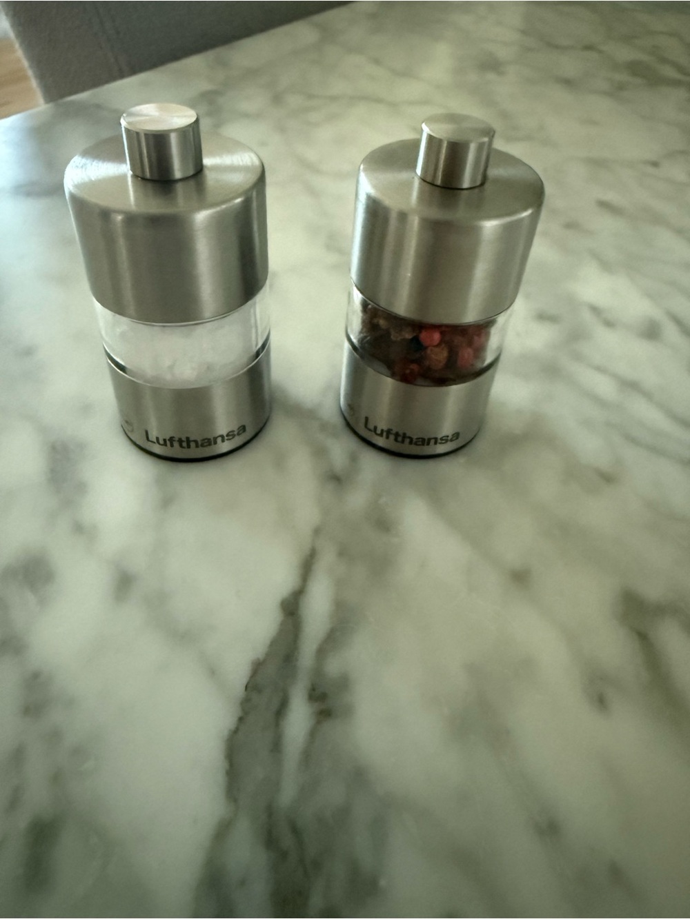 Lufthansa First Class AdHoc Mini Salt & Pepper Grinders – Rare Airline Set